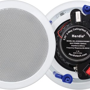 Herdio 5.25 Inch Ceiling Speakers, 300 Watts Round in Wall Speaker, Premium Spring Loaded Home Theater Speaker System, for