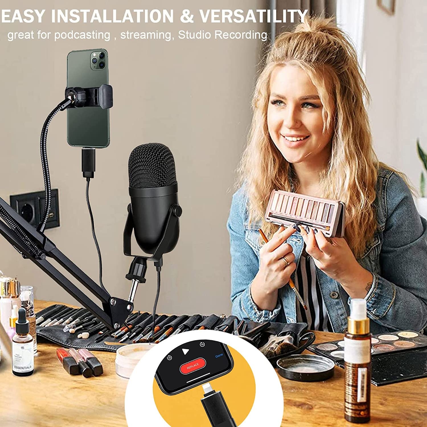MTPHOEY Podcast Microphone for Phone, Professional USB Microphone for PC/Pad/PS4/i*O*S/Android,Computer Mic with Noise - Image 3