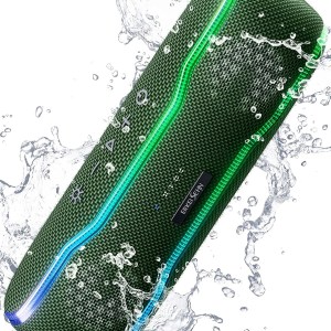Portable Bluetooth Speaker, IPX7 Waterproof Wireless Speaker with Colorful Flashing Lights, 25W Super Bass with 24H Playtime,