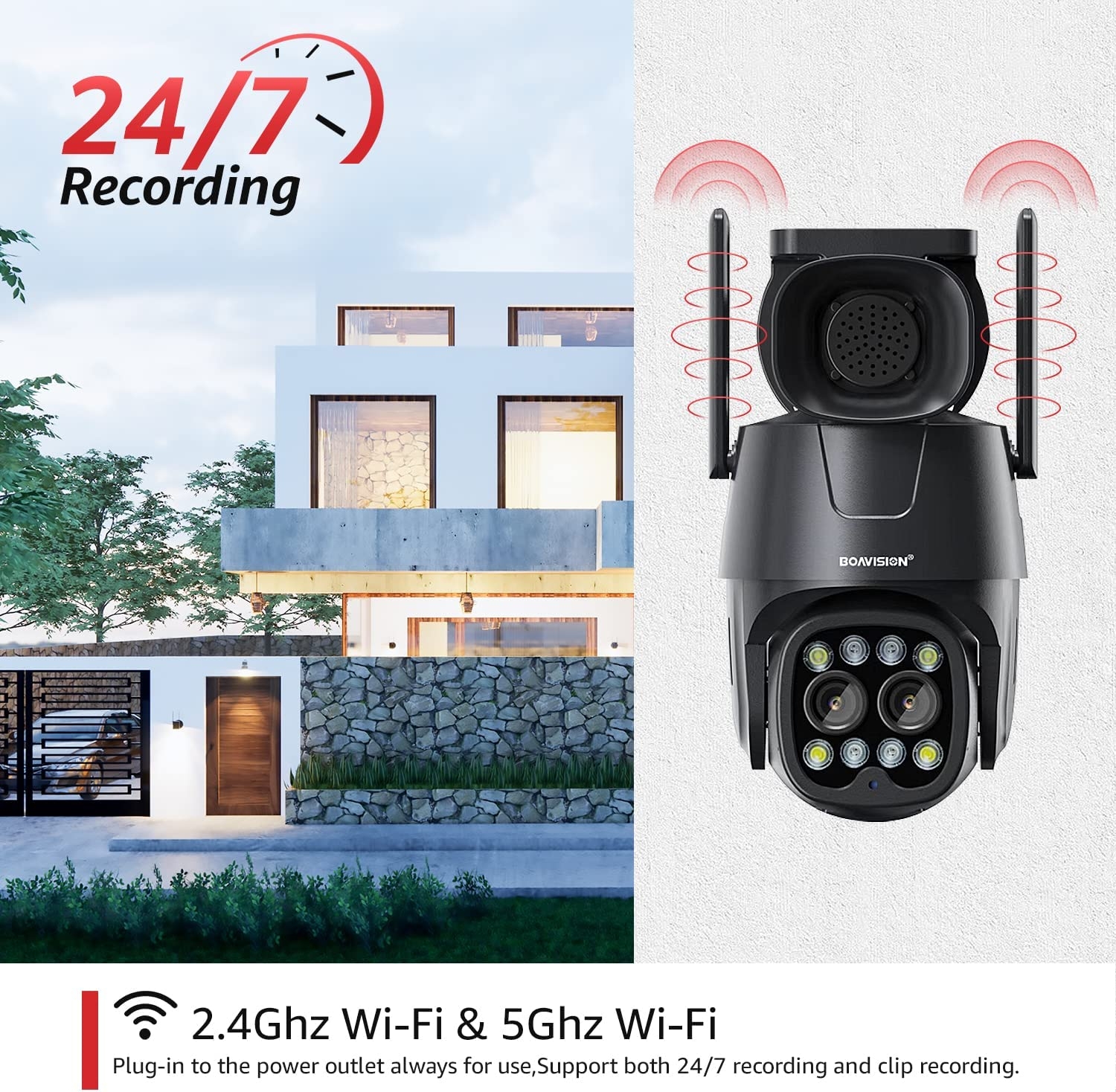 BOAVISION 2K Security Cameras Wireless Outdoor,360° View Dual Lens PTZ WiFi IP Camera Home Security Outdoor AI Human Tracking - Image 7