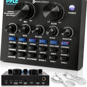 Pyle PKSCRD208 Bluetooth Mini Audio Interface Podcast Mixer Sound Card - Live Streaming for PC Computer iPhone Broadcasting |