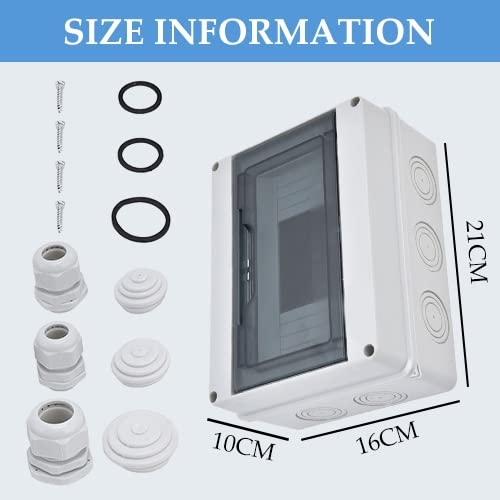 IP65 ABS Distribution Protection Box,8 Way Waterproof Circuit Breaker Distribution Box 8 DIN Rail Outdoor Distribution Junction - Image 2