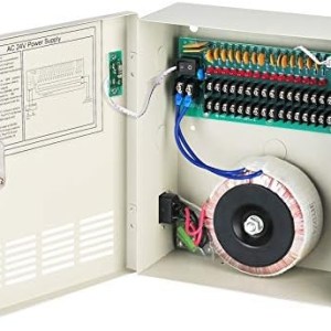 EVERSECU 18 Channel AC 24V 10 Amp Reset Fuse CCTV AC Distributed Power Box with AC Plug and Lock for Security Cameras, DVRs,