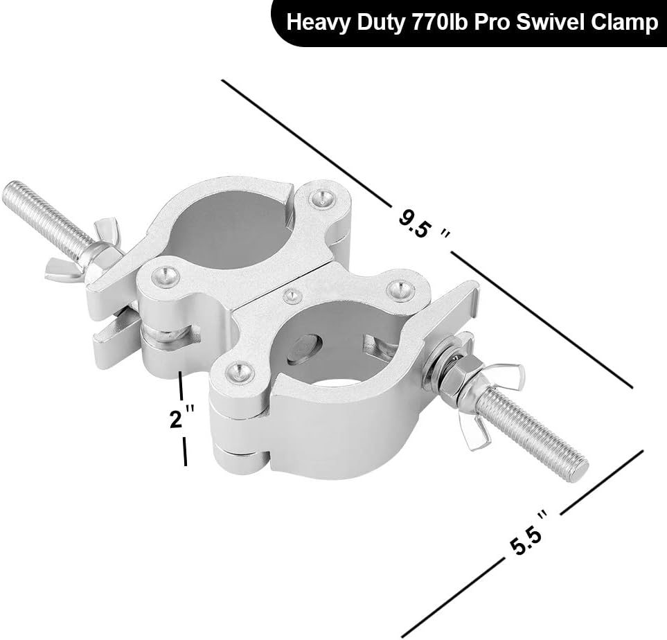 2 Inch Pro-Swivel Truss Clamp, 2 Pack HiLite Heavy Duty 770lb Swivel Coupler Truss Clamps, Dual Head Turn As Needed Two 360 - Image 6