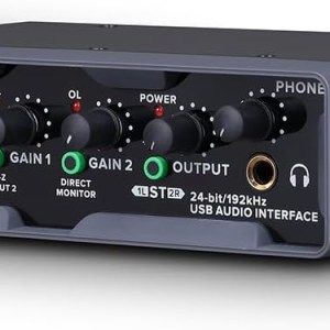 BOMGE USB Audio Interface(24 bit/192 kHz) with XLR,phantom power,Direct Monitoring,Loopback for PC