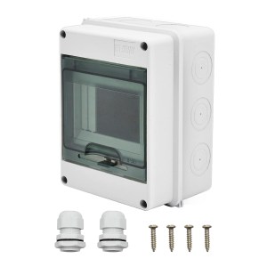 GERSIK Circuit Breaker Box, IP65 5 Power Distribution Protection Box with Terminal and DIN Rail for Miniature Circuit Breaker,