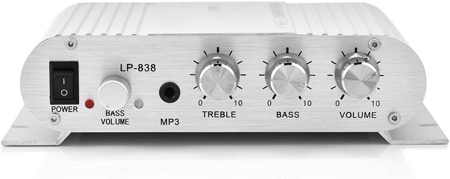 Junluck Amp, Power Amplifier, Lightweight Stereo Power Amplifier, Stereo Amplifier, for Vehicle for Home(Silver) - Image 8