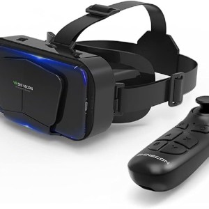 VR Headset with Remote Control, Compatible iPhone & Android Phones in 3.5"-7.2" Screen, Lightweight & Adjustable HD 3D Virtual