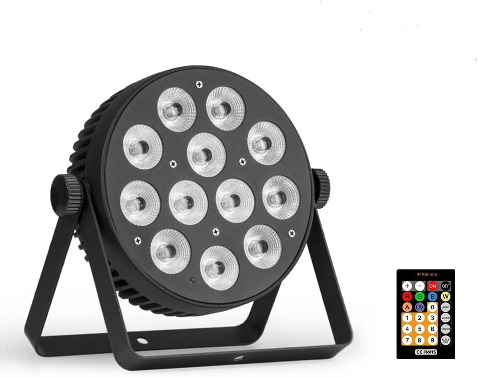 RIUKOE Stage Light Led Par Aluminum Cast Fanless Accent Light DMX RGBW 96W Dj Lights Sound Activated Powerful SlimPAR Led Wash