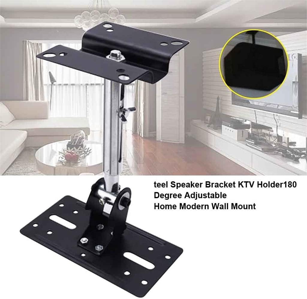 YEBDD Space Saving 180 Degree Adjustable Durable Black Ktv Holder Easy Install Wall Mount Steel Speaker Bracket Ceiling Home - Image 2