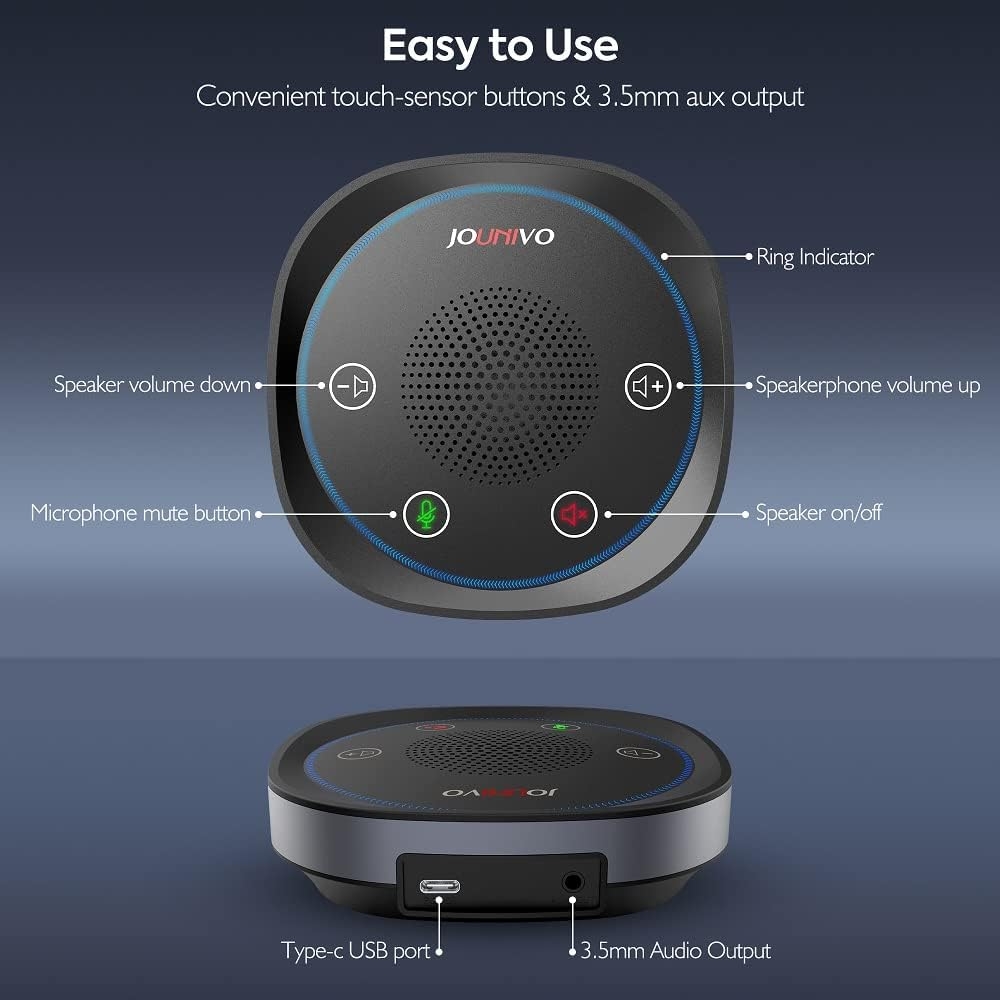USB Speakerphone Microphone, Conference Speaker Omnidirectional Computer Mic, with 360º Voice Pickup, Touch-Sensor Buttons for - Image 10