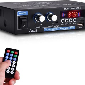 Stereo Audio Amplifier Receiver, 200W Home Dual Channel Bluetooth 5.0 Sound Speaker AMP, Home Amplifiers FM Radio, USB, SD Card,
