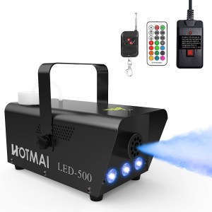 Fog Machine, HOTMAI 500W Fog Machine with 13 Colorful LED Lights Effect, 2000CFM Fog with 1 Wired Receiver and 2 Wireless Remote