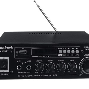 Antkay AV-660BT 2000W Bluetooth 5.0 Audio Power Amplifier EQ Stereo AMP Car Home 2CH AUX USB FM Radio - Black