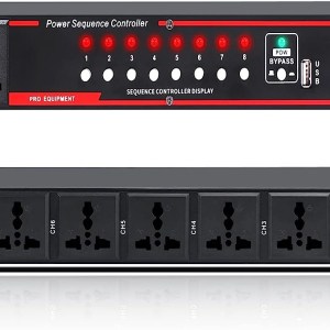 FULODE KD-1008 10 Outlet Power Sequencer Conditioner-8 Independent Switch Conditioner, 1U Rack Mount Pro Audio Digital Power