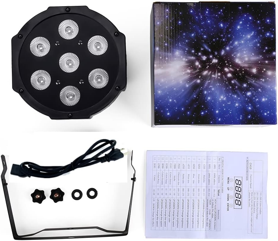 HYUDJ Stage Lights 7x12W Uplights with Strict Testing 4in1 RGBW LED Par Lights Sound Activated DMX512 Control Bright DJ Par - Image 3