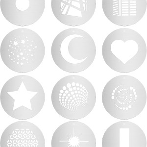 Alluneitter 6pcs/Set Round GOBO Kit,2.3" Metal Plate with Hollow Patterns for Optical Conical Snoot to Create Different Lighting