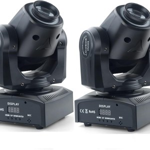 Moving Head Lights 2 Pack 8 Gobos 8 Colors Mini Spotlight DMX 512 Sound Activated for Wedding, DJ, Party, Stage Lights, Club