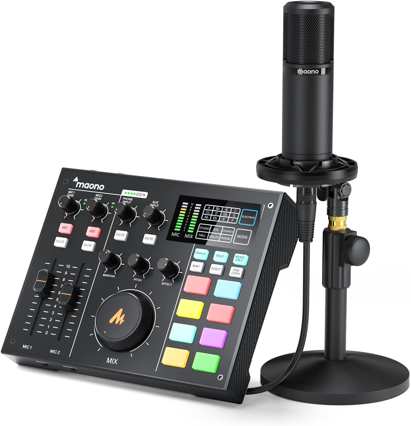 Audio Interface with DJ Mixer and Sound Card, Maonocaster Portable ALL-IN-ONE Podcast Production Studio with XLR Condenser - Image 10