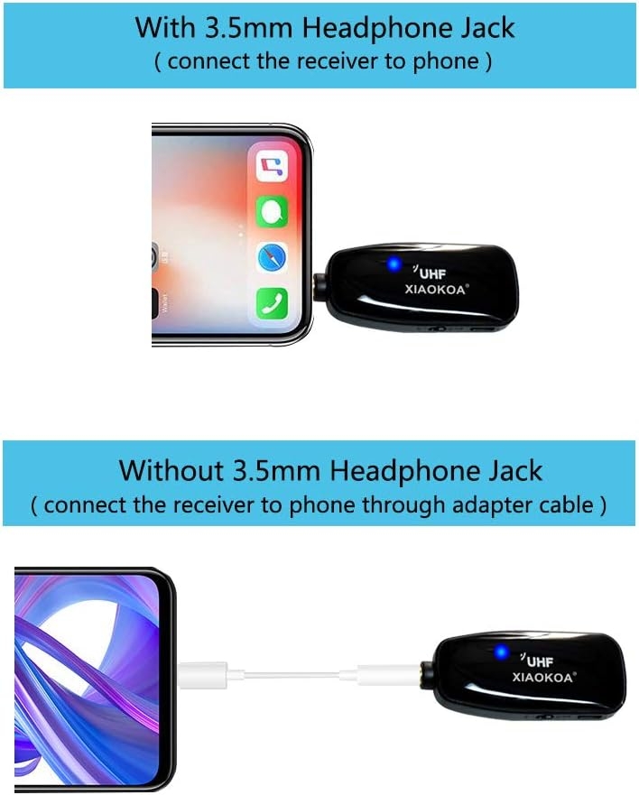 XIAOKOA Wireless Lavalier Microphone,UHF Wireless Lavalier Microphone,50m Wireless Transmission,Sound and Video Recording,for - Image 4