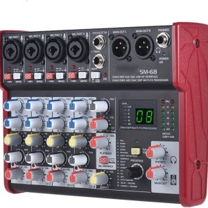 CXDTBH SM-68 6-Channel Mixer Digital Sound Card Mixing Console Built-in 16 Effects with USB Audio Interface Supports