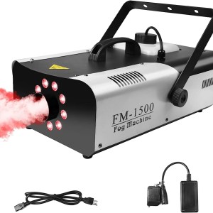 Niome 1500W Fog Machine 9 LED Lights Smoke Fog Machine Portable with Wireless Remote Control for Stage Club Parties Weddings and