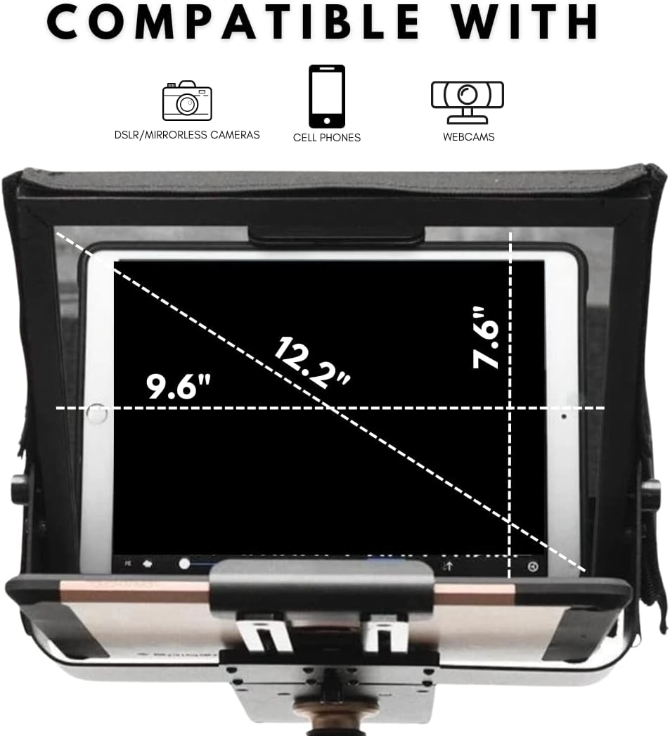 Glide Gear TMP 500 Universal Video Camera Tripod Teleprompter 15mm Rails w/ Carry Case - Image 11