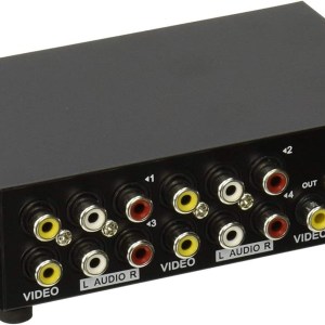 AuviPal 4-Way RCA Switcher 4 in 1 Out Composite Video L/R Stereo Audio AV Selector Box for DVD VCR VHS/AV Receiver/ PS2/