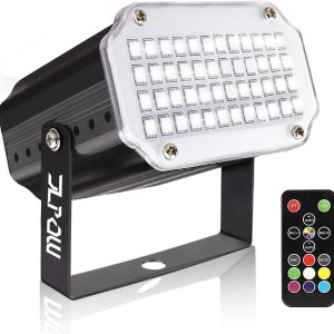 Strobe Light with Remote, JLPOW Sound Activated Halloween Mini Strobe Lights, Super Bright 48 RGB LED, Remote Control Flash