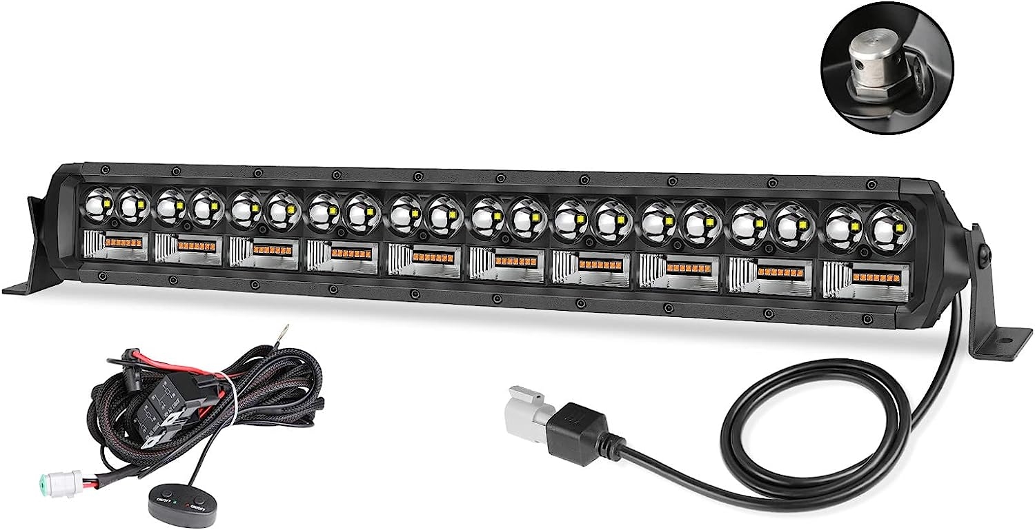12 Inch LED Light Bar, Auto Power Plus White + Amber Dual Row Light Bar w/Wiring Harness LED Pods Off Road Driving Light Spot - Image 12