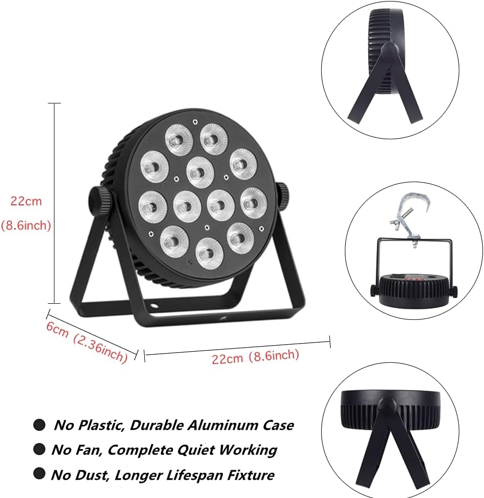 RIUKOE Stage Light Led Par Aluminum Cast Fanless Accent Light DMX RGBW 96W Dj Lights Sound Activated Powerful SlimPAR Led Wash - Image 6