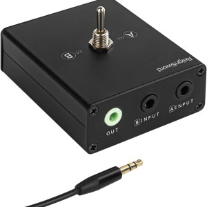 3.5 mm Audio Switcher, 2 Ports Audio Splitter Box (2 in 1 Out / 1 in 2 Out) Mini Headphone Manual Selector Converter with Bonus