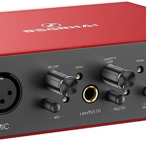 USB Audio Interface with 1x XLR/TRS 1x 1/4" 2X RCA USB, Red