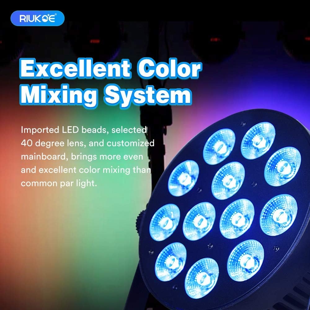 RIUKOE Stage Light Led Par Aluminum Cast Fanless Accent Light DMX RGBW 96W Dj Lights Sound Activated Powerful SlimPAR Led Wash - Image 10