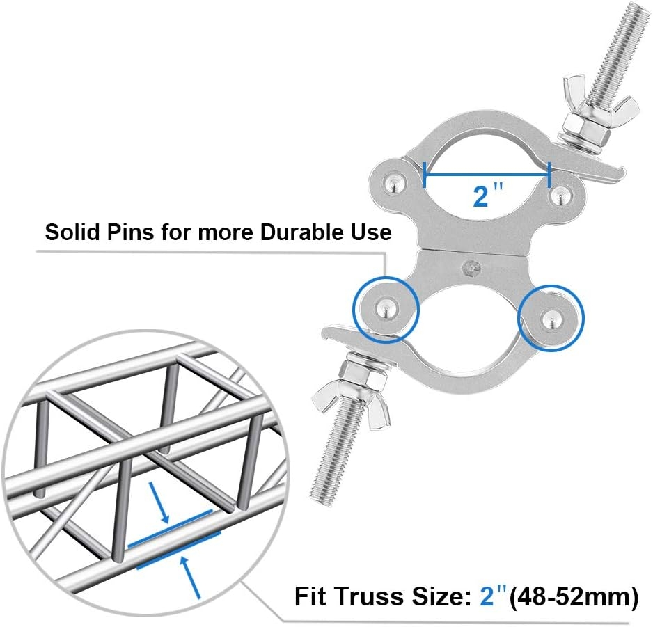 2 Inch Pro-Swivel Truss Clamp, 2 Pack HiLite Heavy Duty 770lb Swivel Coupler Truss Clamps, Dual Head Turn As Needed Two 360 - Image 2