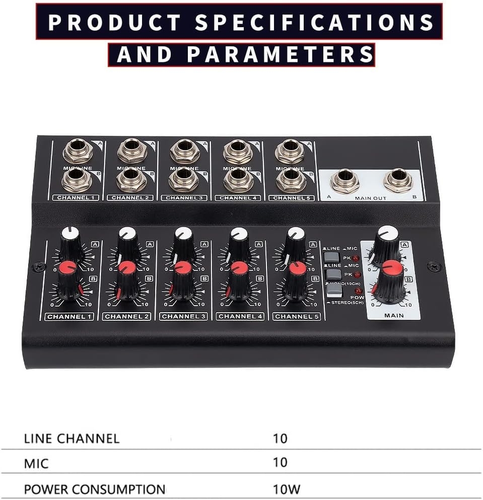 TBGFPO 10-Channel Mixing Console Digital Audio Mixer Stereo usb mixer audio for Recording DJ Network Live Broadcast - Image 6