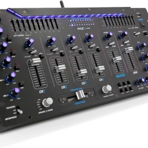 Pyle 6 Channel Mixer, Bluetooth DJ Controller, Stereo Mixer, Professional Sound System, LED Illumination, Mixer Digital Audio,