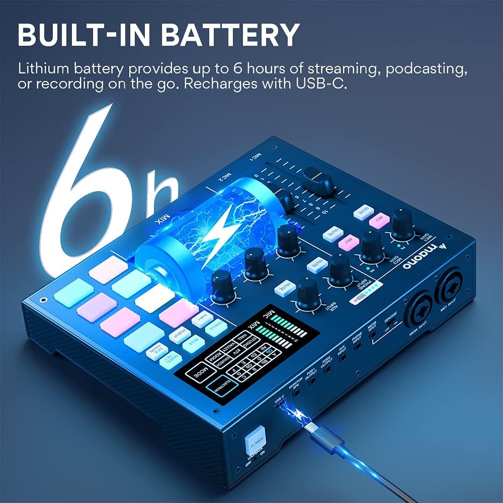Audio Interface with DJ Mixer and Sound Card, Maonocaster Portable ALL-IN-ONE Podcast Production Studio with XLR Condenser - Image 7