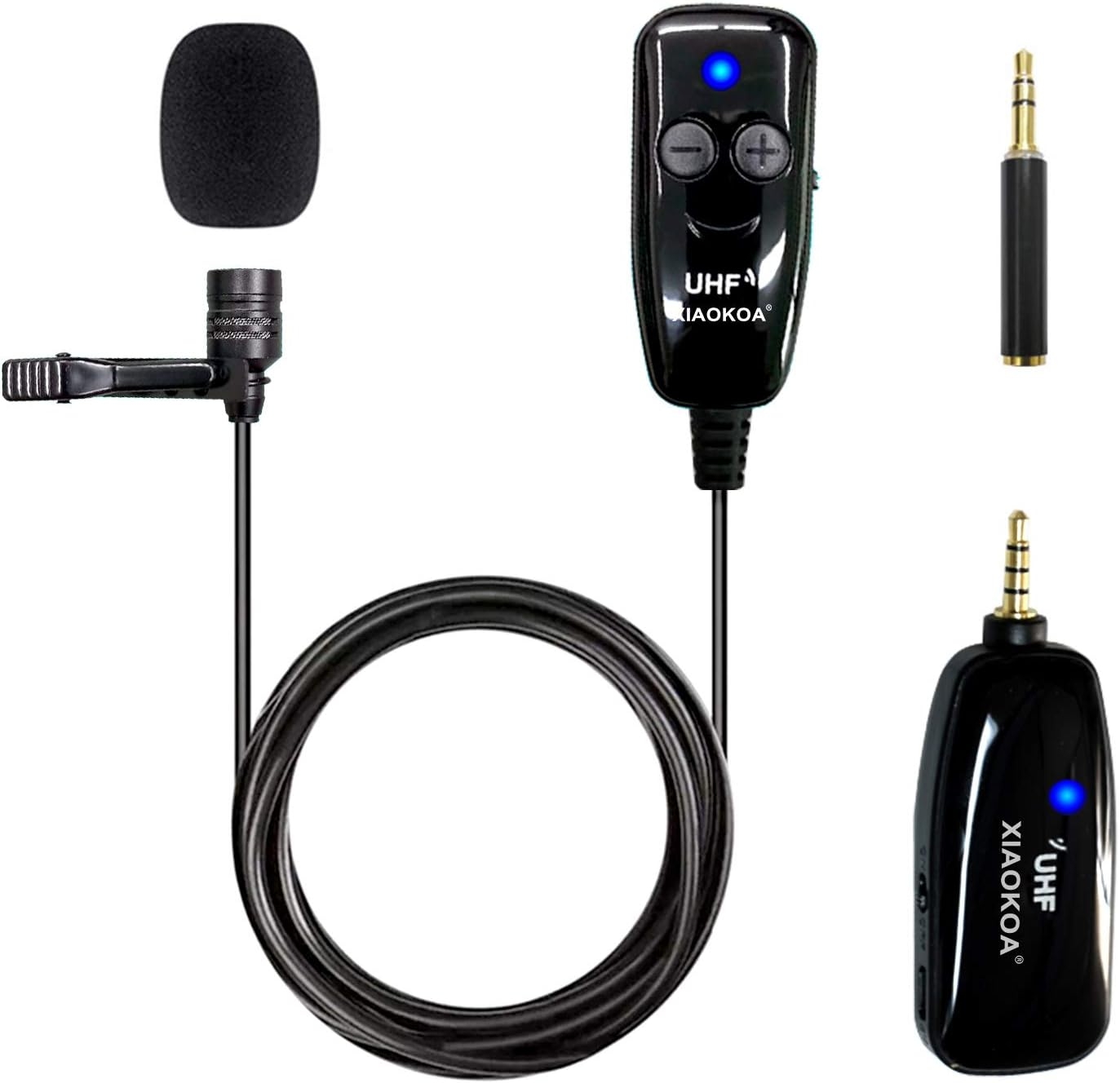 XIAOKOA Wireless Lavalier Microphone,UHF Wireless Lavalier Microphone,50m Wireless Transmission,Sound and Video Recording,for