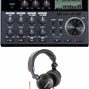 Tascam DP-006 Digital Pocketstudio 6-Track Portable Multi-Track Recorder Bundle with Closed Back Over-Ear Headphone (2 Items)