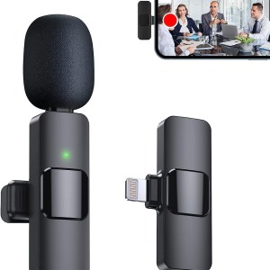 Wireless Microphone for iPhone iPad, Wireless Clip Mic, Wireless Lavalier Microphones, Professional Wireless Microphone,