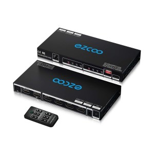 HDMI Matrix 4 In 2 Out 4K 60Hz 4:4:4 HDR 10 Atmos SPDIF 5.1CH Audio Extractor - 16 EDID Option, HDMI Scaler 4K 1080P Sync,