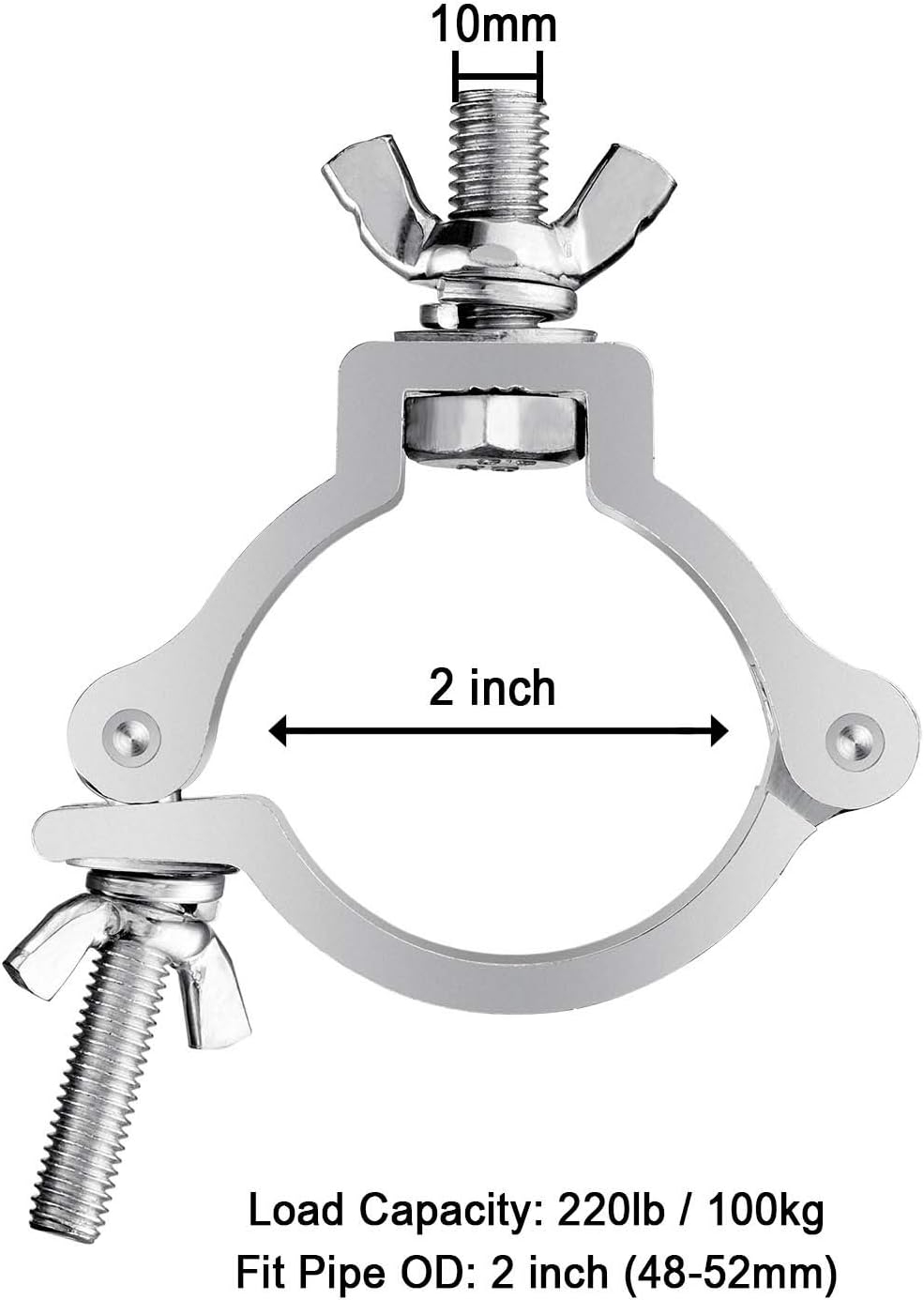 10PCS HiLite Premium Truss Clamp Stage Light Clamp, 2 Inch Aluminum Light Clamps for Truss, Heavy Duty 220lb LED Par Light - Image 2