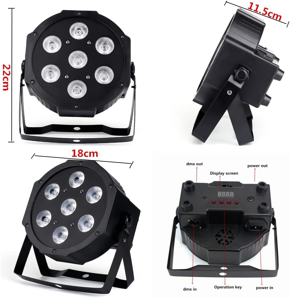 HYUDJ Stage Lights 7x12W Uplights with Strict Testing 4in1 RGBW LED Par Lights Sound Activated DMX512 Control Bright DJ Par - Image 2