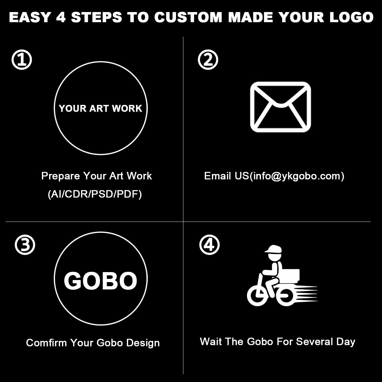 YKGOBO LED Logo GOBO Projector Image Rotation IP65 Waterproof with Manual Zoom DJ Effect Light Custom Gobos for Hotel Car Wash - Image 7