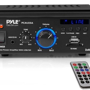 Pyle Home Home Audio Power Amplifier System - 2x40W Dual Channel Mini Theater Power Stereo Sound Receiver Box w/USB, RCA, AUX,