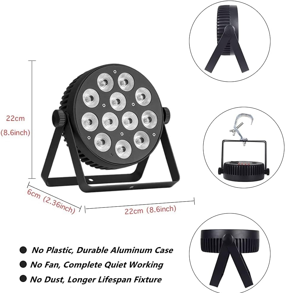 RIUKOE Stage Light Led Par Aluminum Cast Fanless Accent Light DMX RGBW 96W Dj Lights Sound Activated Powerful SlimPAR Led Wash - Image 11