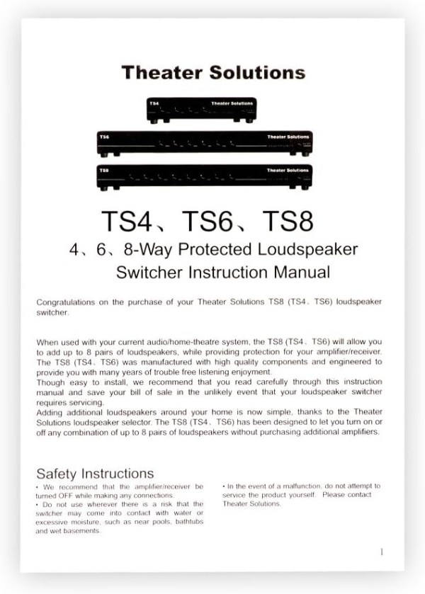 Theater Solutions TS4 Four Zone Speaker Selector Box with Ohm ...
