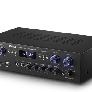 Donner Bluetooth 5.0 Stereo Audio Amplifier Receiver, 4 channel, 440W Peak Power Home Theater Stereo Receiver USB, SD,FM, 2 Mic