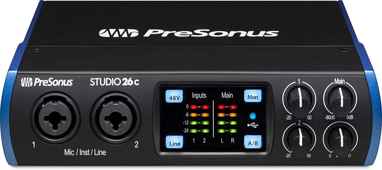 PreSonus Studio 26c USB-C Audio Interface with 2 XMAX-L Preamps Capable up to 24-bit/192kHz Digital Resolution with Pair of EMB - Image 5